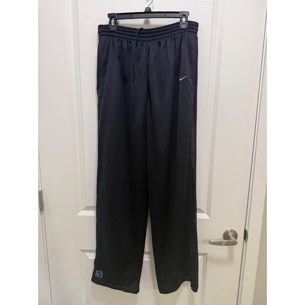 Nike Mens Black Athletic Track Pants Embroidered Swoosh Relaxed Fit Large L